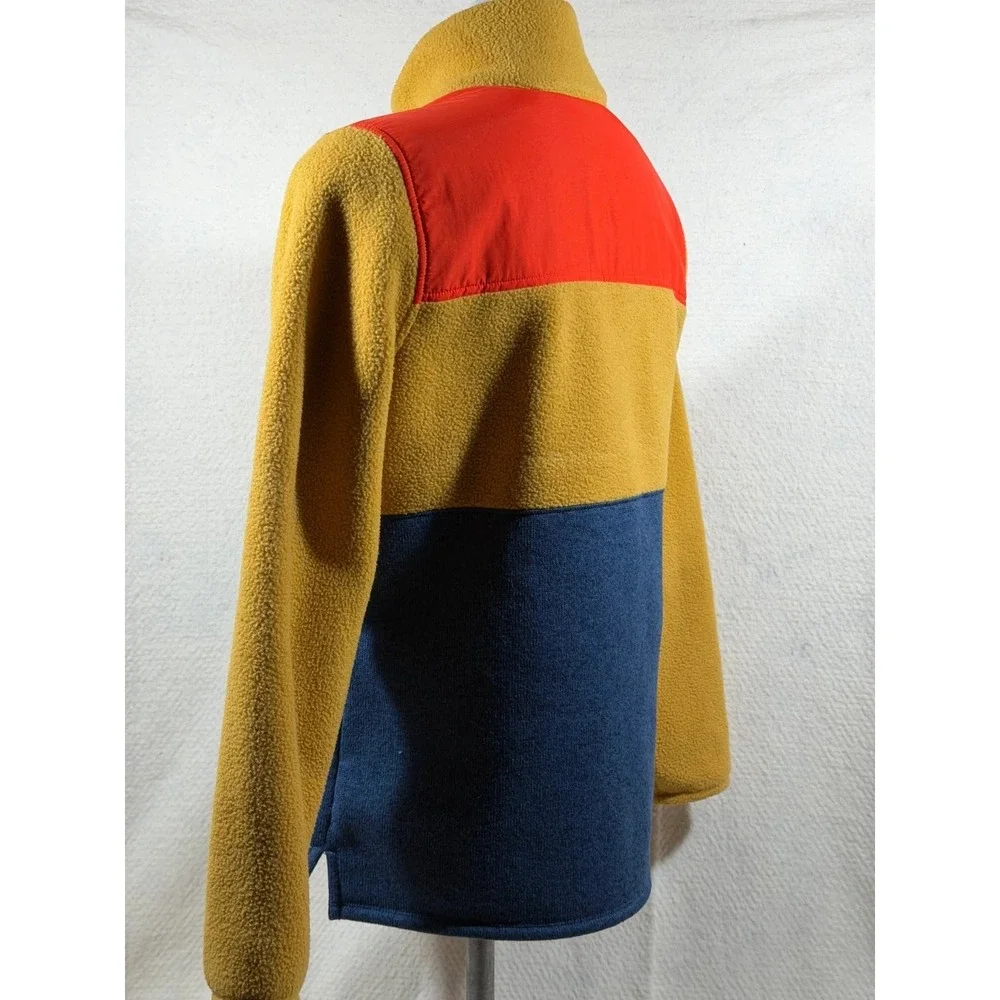 LL Bean Fleece Jacket Mens Medium Yellow Navy Red Full Zip Outdoor Gear M Casual